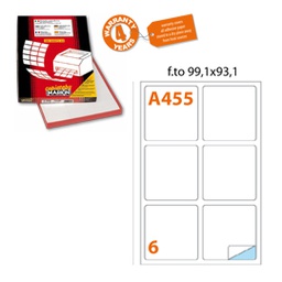 [47615] Etichetta adesiva A/455 bianca 100fg A4 99,1x93,1mm (6et/fg Markin
