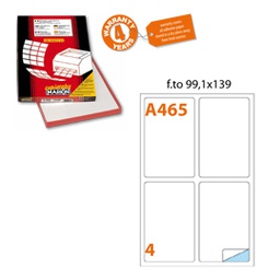 [32458] Etichetta adesiva A/465 bianca 100fg A4 139x99,1mm (4et/fg) Markin