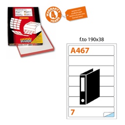 [49048] Etichetta adesiva A/467 bianca 100fg A4 190x38mm (7et/fg Markin