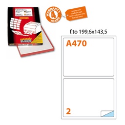 [48392] Etichetta Adesiva A/470 bianca 100fg A4 199,6x143,5mm (2et/fg) Markin