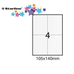[STL3036] Etichetta adesiva bianca 100fg A4 105x140mm (4et/fg STARLINE