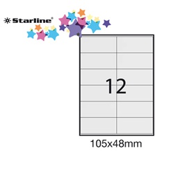 [STL3030] Etichetta adesiva bianca 100fg A4 105x48mm (12et/fg STARLINE