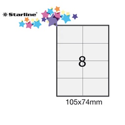 [STL3034] Etichetta adesiva bianca 100fg A4 105x74mm (8et/fg STARLINE