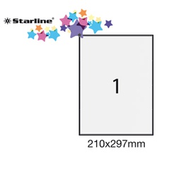 [STL3043] Etichetta adesiva bianca 100fg A4 210x297mm (1et/fg STARLINE
