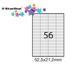 [STL3018] Etichetta adesiva bianca 100fg A4 52,5x21,2mm (56et/fg STARLINE