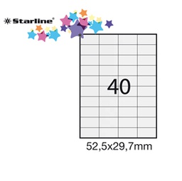 [STL3019] Etichetta adesiva bianca 100fg A4 52,5x29,7mm (40et/fg STARLINE