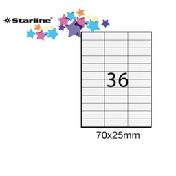 [STL3053] Etichetta adesiva bianca 100fg A4 70x25mm (36et/fg STARLINE