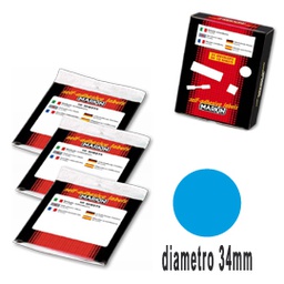 [36619] Etichetta adesiva blu tonda D34mm (10fogli x 12etichette Markin