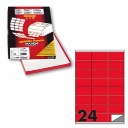 [80167] Etichetta adesiva C/500 rosso fluo 100fg A4 70x36mm (24et/fg Markin