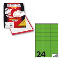 [80166] Etichetta adesiva C/500 verde fluo 100fg A4 70x36mm (24et/fg) Markin