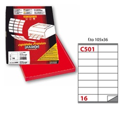 [38034] Etichetta adesiva C/501 rosso 100fg A4 105x36mm (16et/fg Markin