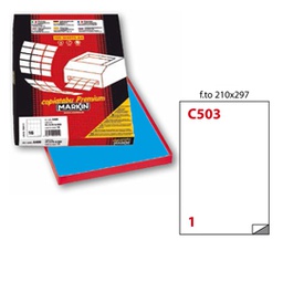 [49695] Etichetta adesiva C/503 blu 100fg A4 210x297mm (1et/fg Markin