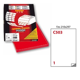 [36908] Etichetta adesiva C/503 rosso 100fg A4 210x297mm (1et/fg Markin