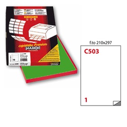 [36909] Etichetta adesiva C/503 verde 100fg A4 210x297mm (1et/fg Markin