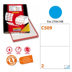 [49694] Etichetta adesiva C/509 blu 100fg A4 210x148,5 mm (2et/fg) Markin