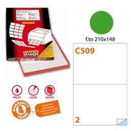 [48654] Etichetta adesiva C/509 verde 100fg A4 210x148,5mm (2et/fg Markin