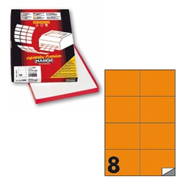 [80177] Etichetta adesiva C/512 arancio fluo 100fg A4 105x74,25mm (8et/fg) Markin