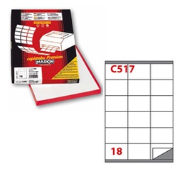 [31128] Etichetta adesiva C/517 bianca 100fg A4 70x48mm (18et/fg) Markin