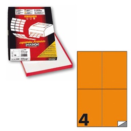 [80181] Etichetta adesiva C/519 arancio fluo 100fg A4 105x148,5mm (4et/fg) Markin