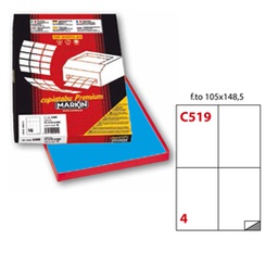 [49693] Etichetta adesiva C/519 blu 100fg A4 105x148,5mm (4et/fg) Markin