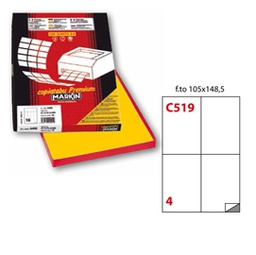 [40575] Etichetta adesiva C/519 giallo 100fg A4 105x148,5mm (4et/fg Markin
