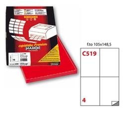 [47194] Etichetta adesiva C/519 rosso 100fg A4 105x148,5mm (4et/fg) Markin
