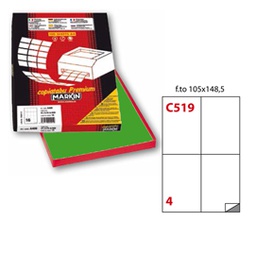 [47195] Etichetta adesiva C/519 verde 100fg A4 105x148,5mm (4et/fg) Markin