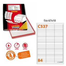 [47434] Etichetta adesiva C/537 bianca 100fg A4 67x10mm (84et/fg) Markin