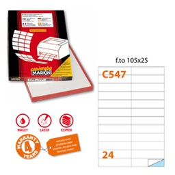[49033] Etichetta adesiva C/547 bianca 100fg A4 105x25mm (24et/fg) Markin