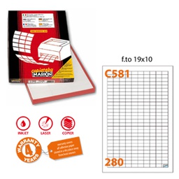 [58149] Etichetta adesiva C/581 bianca 100fg A4 19x10mm (280et/fg) Markin