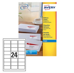[45188] Etichetta adesiva J8159 bianca 25fg A4 63,5x33,9mm (24et/fg inkjet Avery
