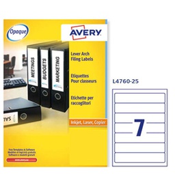 [83396] Etichetta adesiva L4760 bianca coprenti 25fg A4 192x38mm (7et/fg Avery