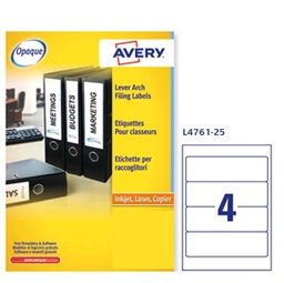 [83395] Etichetta adesiva L4761 bianca coprenti 25fg A4 192x61mm (4et/fg Avery