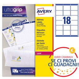 [45179] Etichetta adesiva L7161 bianca 100fg 63,5x46,6mm (18et/fg Avery