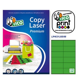 [68638] ETICHETTA ADESIVA LP4C VERDE OPACO 70FG A4 105X48MM (12ET/FG) TICO