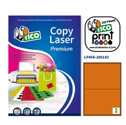 [53662] Etichetta adesiva LP4F arancio fluo 70fg A4 200x142mm (2et/fg Tico