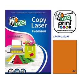 [53669] Etichetta adesiva LP4F arancio fluo 70fg A4 210x297mm (1et/fg Tico