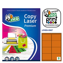 [68630] Etichetta adesiva LP4F arancio fluo 70fg A4 99,1x67,7mm (8et/fg Tico