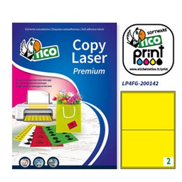 [53663] Etichetta adesiva LP4F giallo fluo 70fg A4 200x142mm (2et/fg Tico