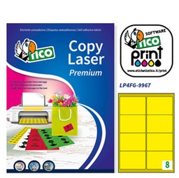 [68631] Etichetta adesiva LP4F giallo fluo 70fg A4 99,1x67,7mm (8et/fg Tico