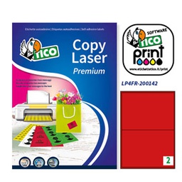 [53661] Etichetta adesiva LP4F rosso fluo 70fg A4 200x142mm (2et/fg) Tico