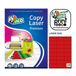 [58403] Etichetta adesiva LP4F rosso fluo 70fg A4 70x36mm (24et/fg Tico