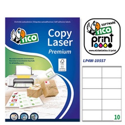 [83239] Etichetta adesiva LP4W bianca 100fg A4 105x57mm (10et/fg Laser Tico