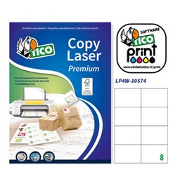 [68175] Etichetta adesiva LP4W bianca 100fg A4 105x74mm (8et/fg Laser Tico