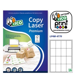 [83242] Etichetta adesiva LP4W bianca 100fg A4 47,7x70mm (16et/fg Laser Tico