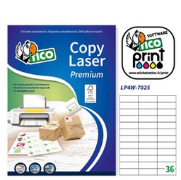 [83236] Etichetta adesiva LP4W bianca 100fg A4 70x25mm (36et/fg Laser Tico