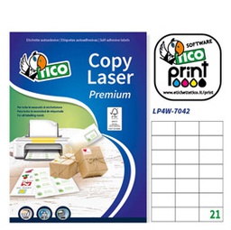 [83247] Etichetta adesiva LP4W bianca 100fg A4 70x42,3mm (21et/fg Laser Tico