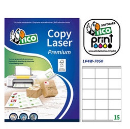 [72325] Etichetta adesiva LP4W bianca 100fg A4 70x50,8mm (15et/fg Laser Tico