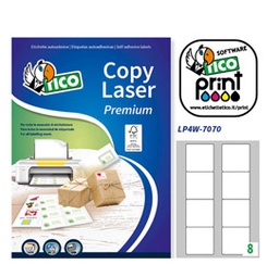 [81527] Etichetta adesiva LP4W bianca 100fg A4 70x70mm (8et/fg Laser Tico