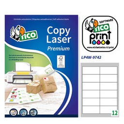 [48572] Etichetta adesiva LP4W bianca 100fg A4 97x42,3mm (12et/fg Laser Tico